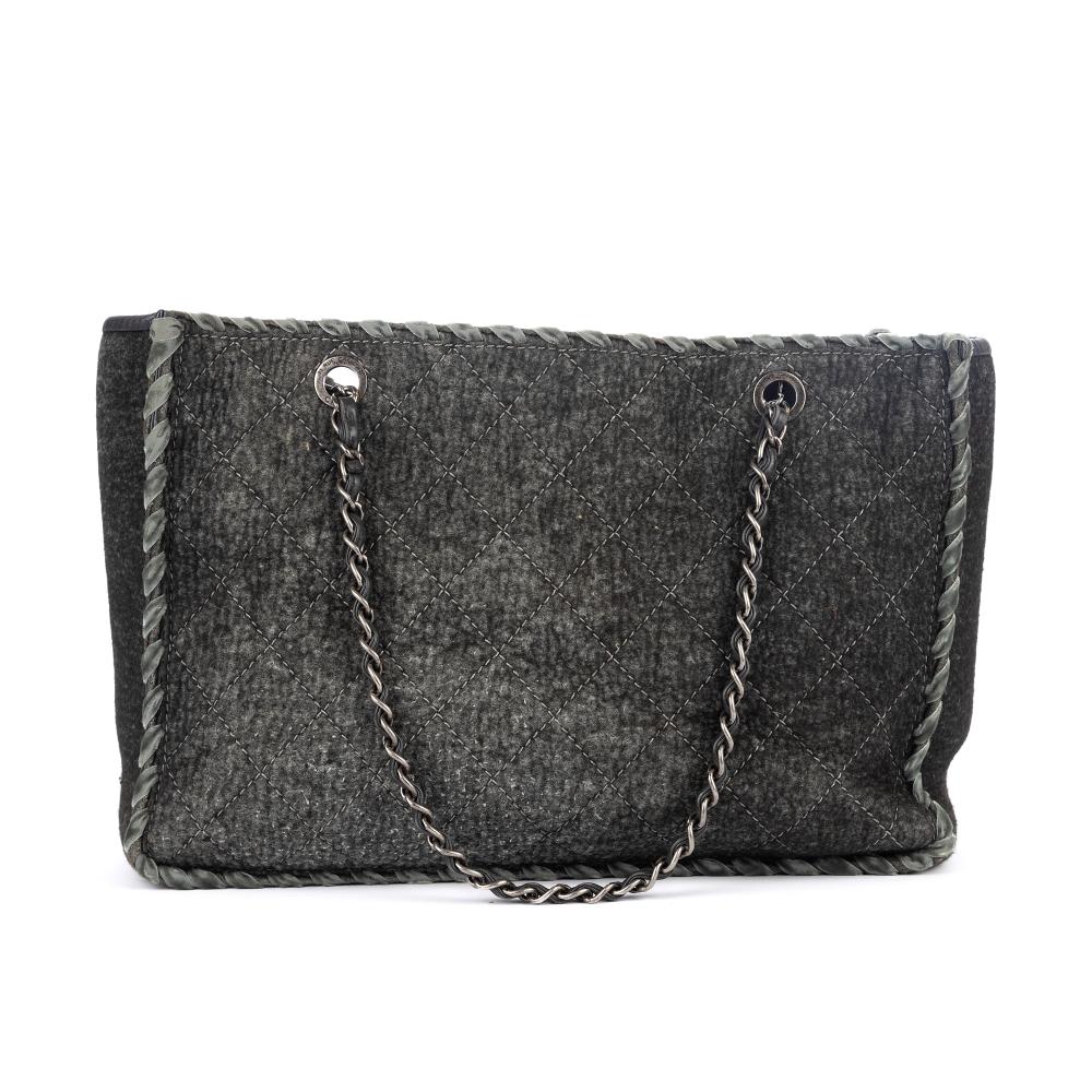 Chanel Gray Wool Felt Large CC Tote