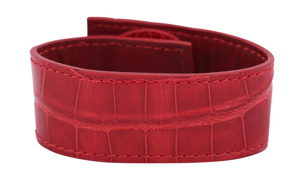 Hermes Red Crocodile Clous de Selle Cuff