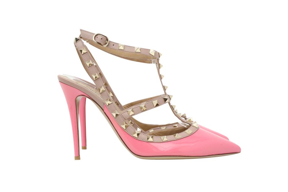 Valentino Pink Rockstud Caged Heeled Pump - Size 41 EU/ 11 US