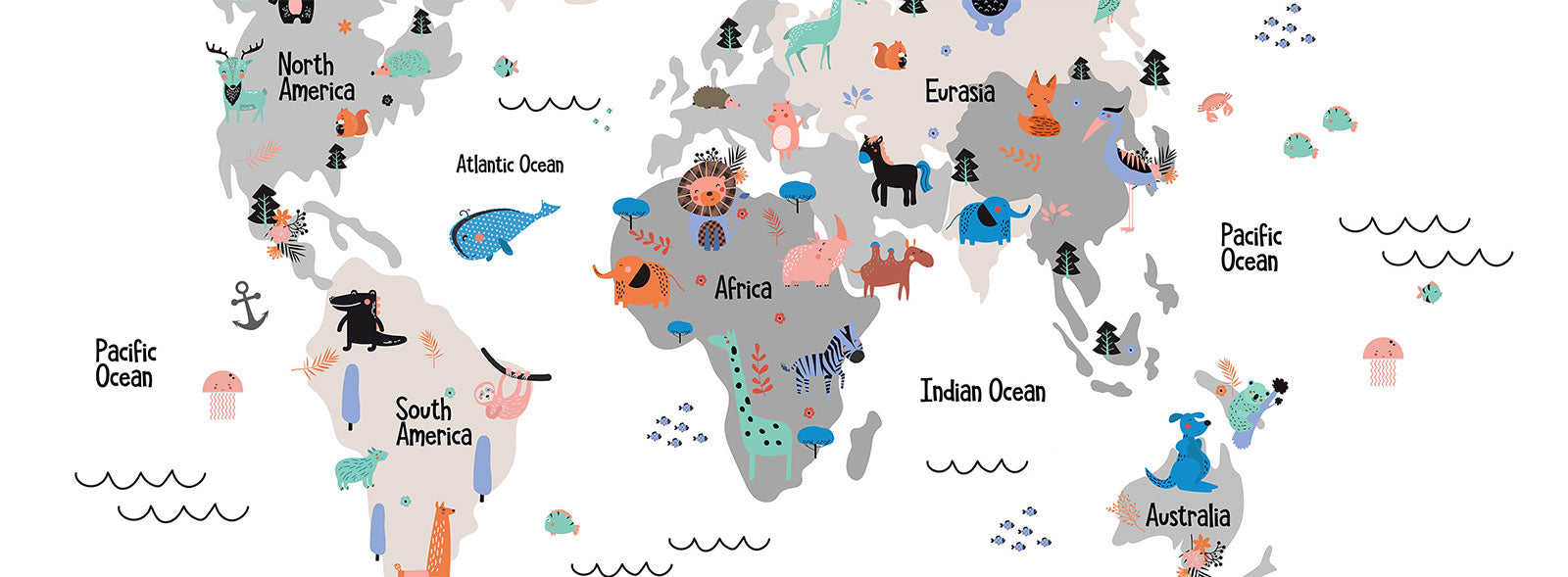 Cool Animal Map | Colour Gradient Ball Wallpaper UK