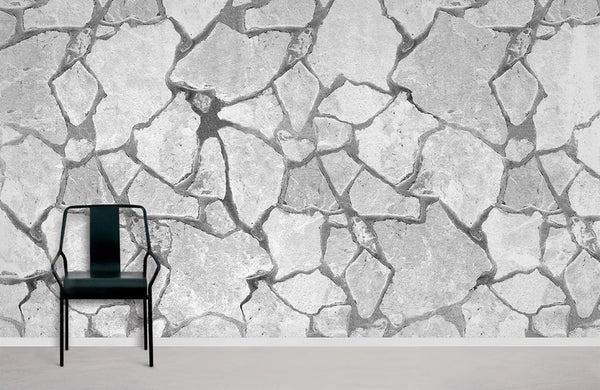 Grey Cracking Stone Wallpaper Mural