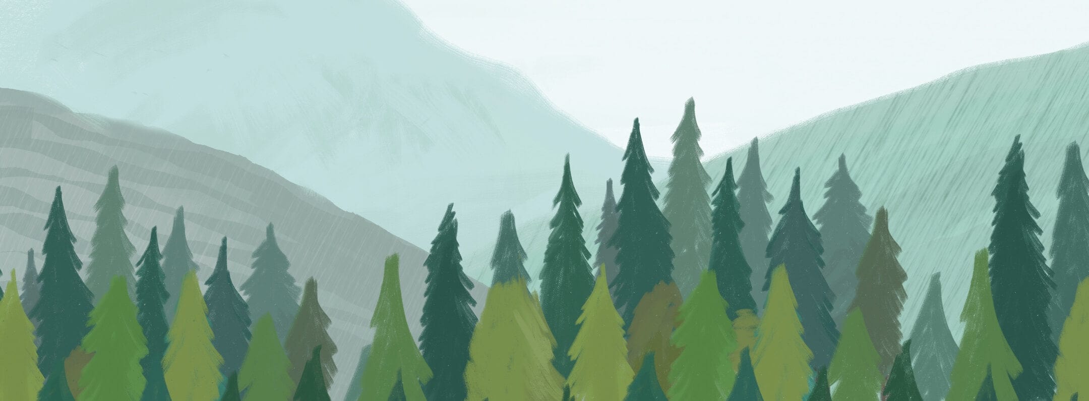green-watercolor-forest-tree-silhouette-wallpaper