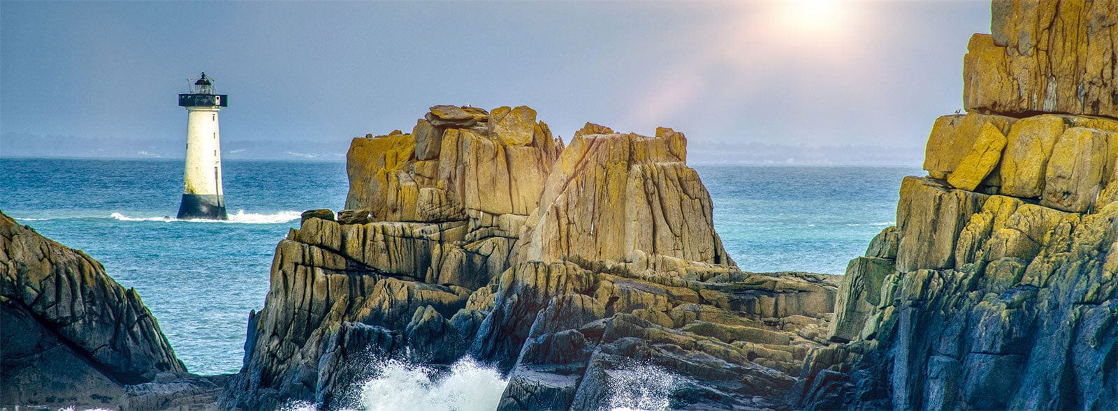 Lighthouse Rocks Wallpaper Seaside Serenity Coastal Landscape Mural Wallpaper with Lighthouse and ...