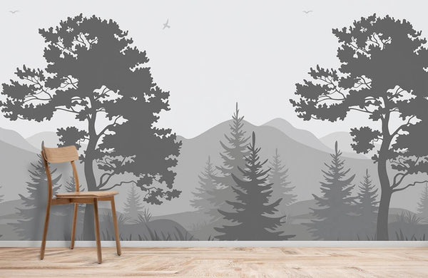 Grey Forest Wallpaper Mural