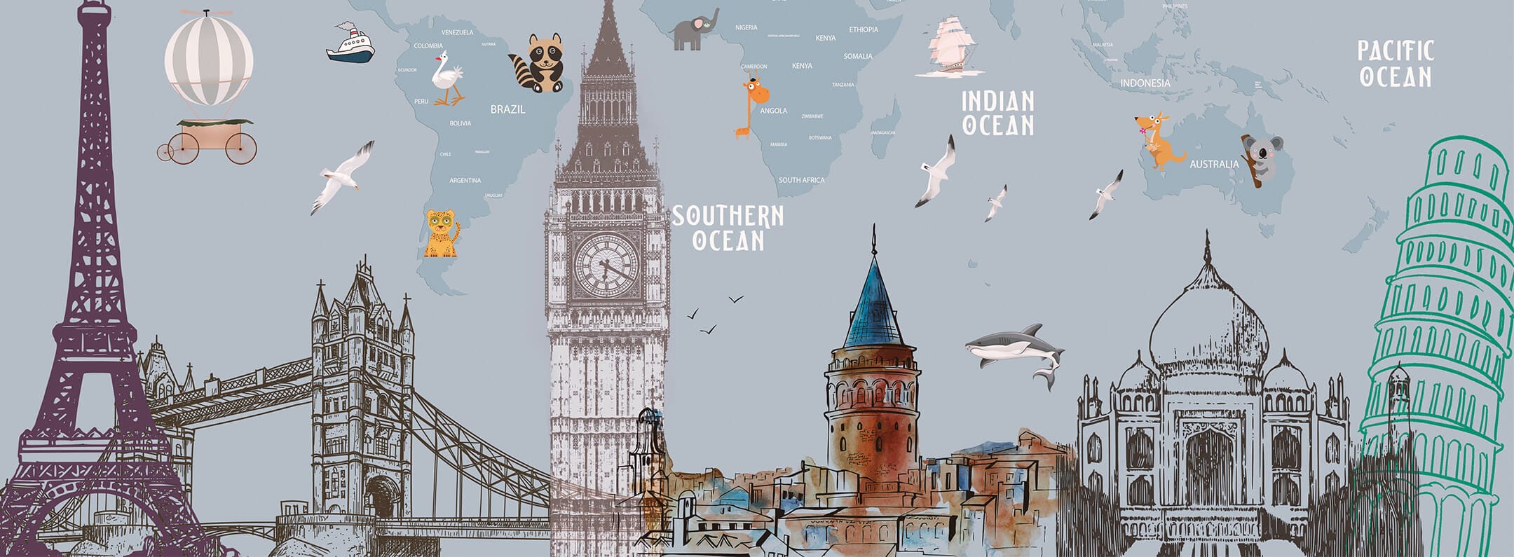 world map mural wallpaper