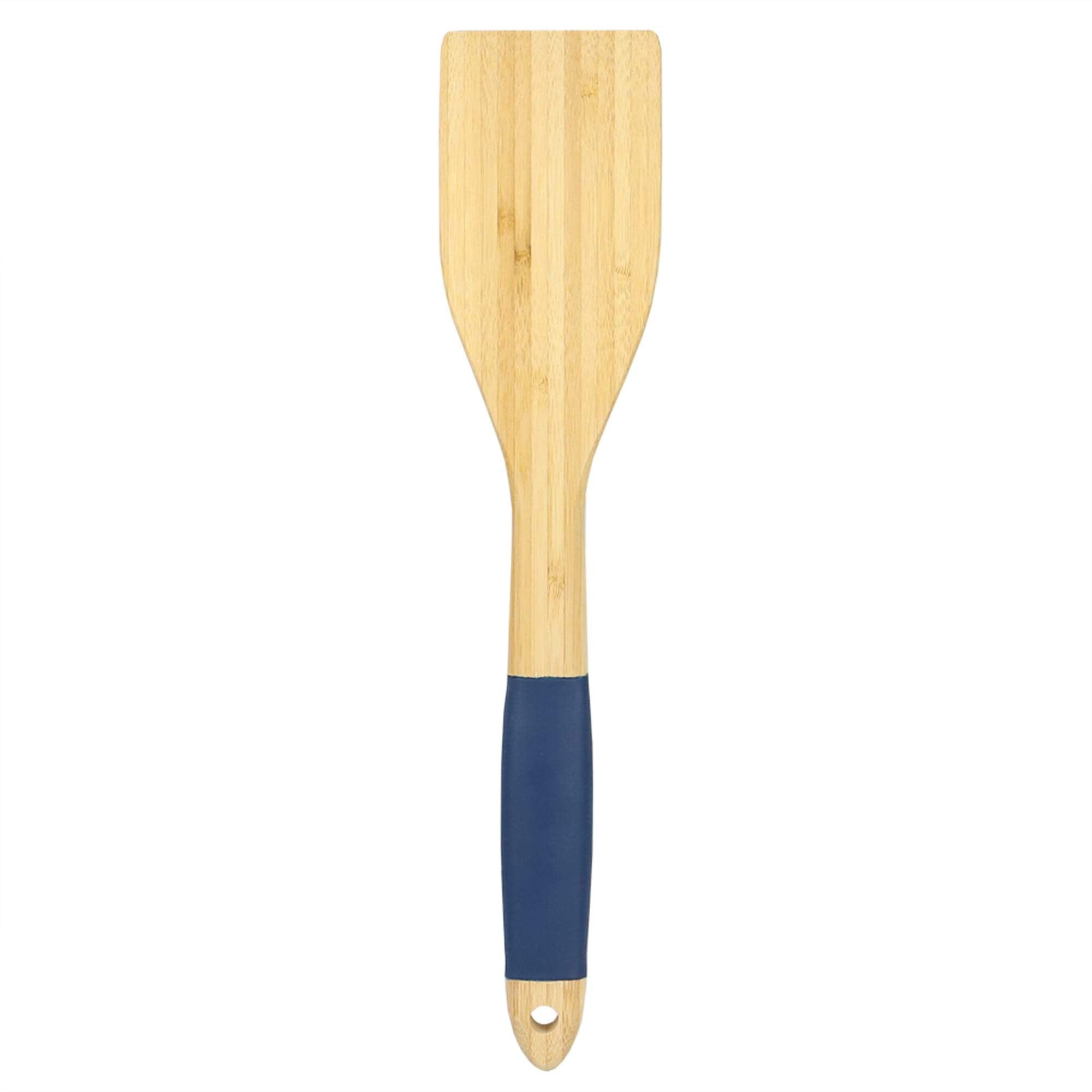 Flat Bamboo Spatula with Indigo Silicone Handle