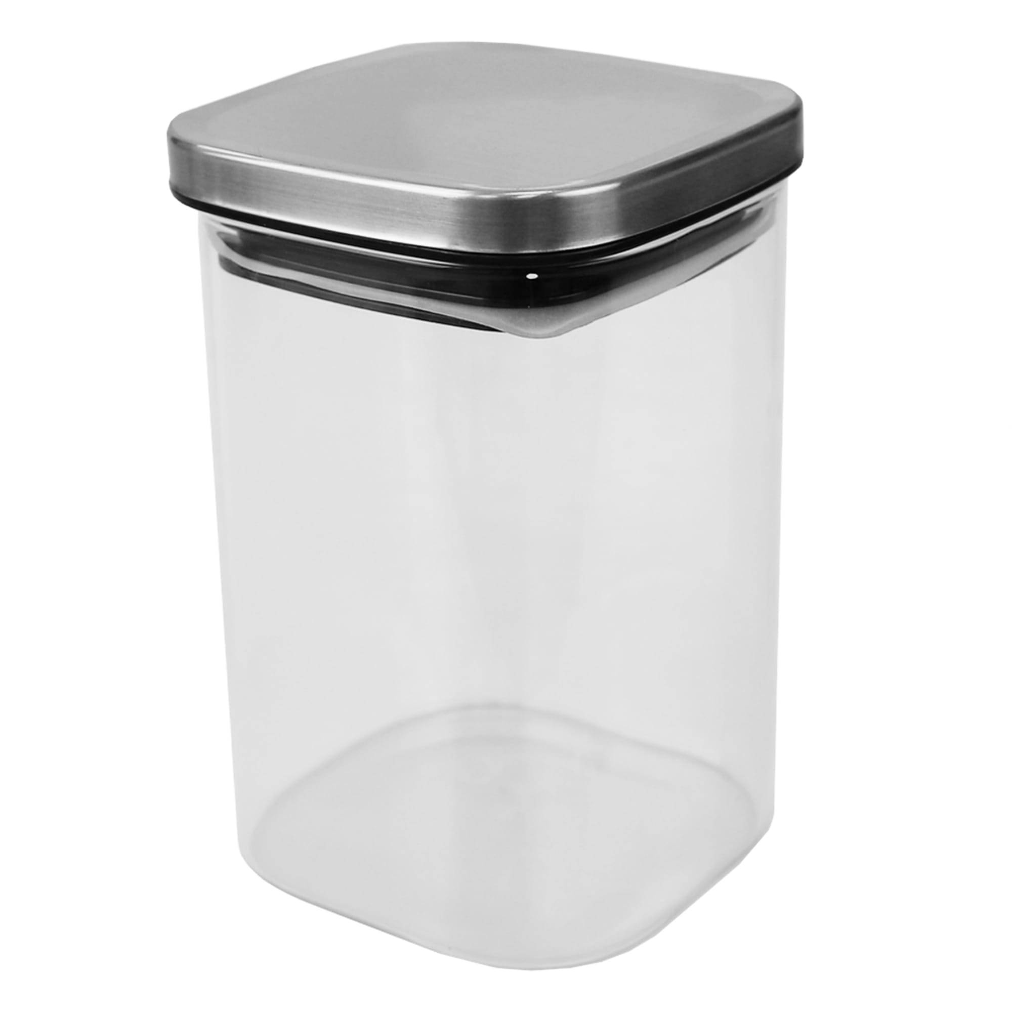 Medium 37 Ounce Square Borosilicate Glass Canister with Stainless Steel Top