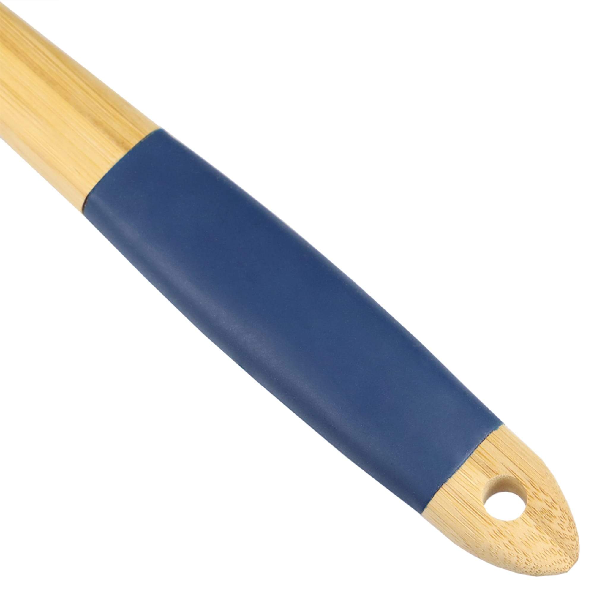 Slotted Bamboo Spoon with Indigo Silicone Handle