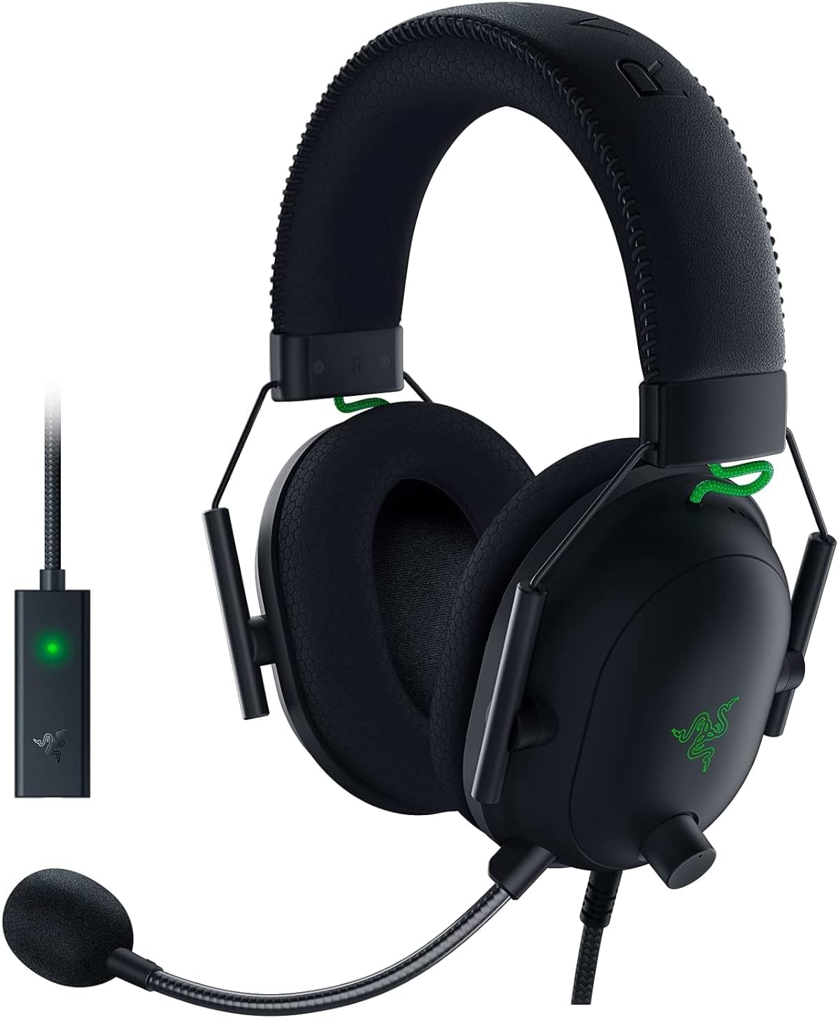 Razer Gaming Headset Wired BlackShark V2 HyperSpeed - With Boom Mic Advanced Passive Noise Isolating THX Bluetooth/USB-C Dongle/Wired USB-A ESports
