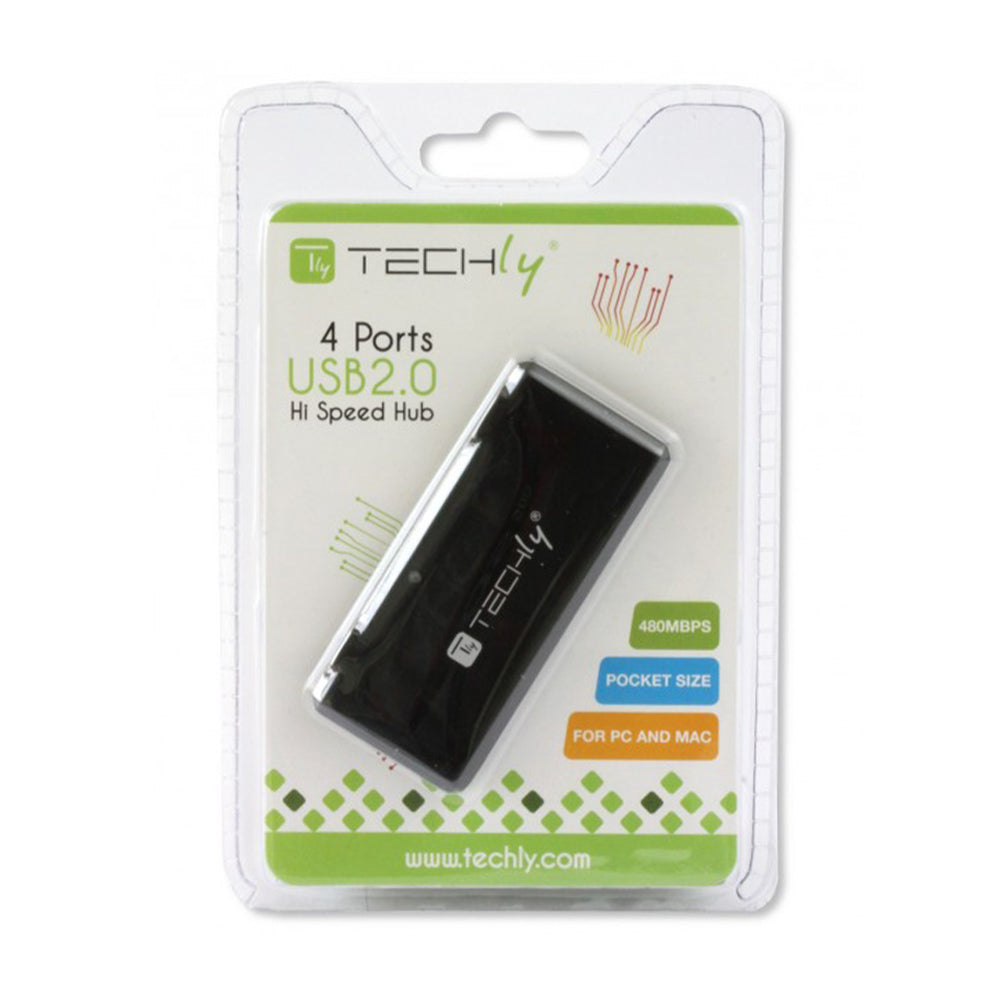 Hi-Speed Mini USB Hub - 4 Ports, BK by Techly
