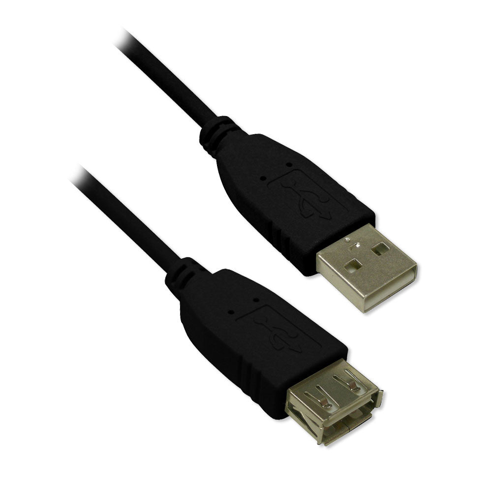 USB 2.0 AA Ext M/F - Black, 15ft
