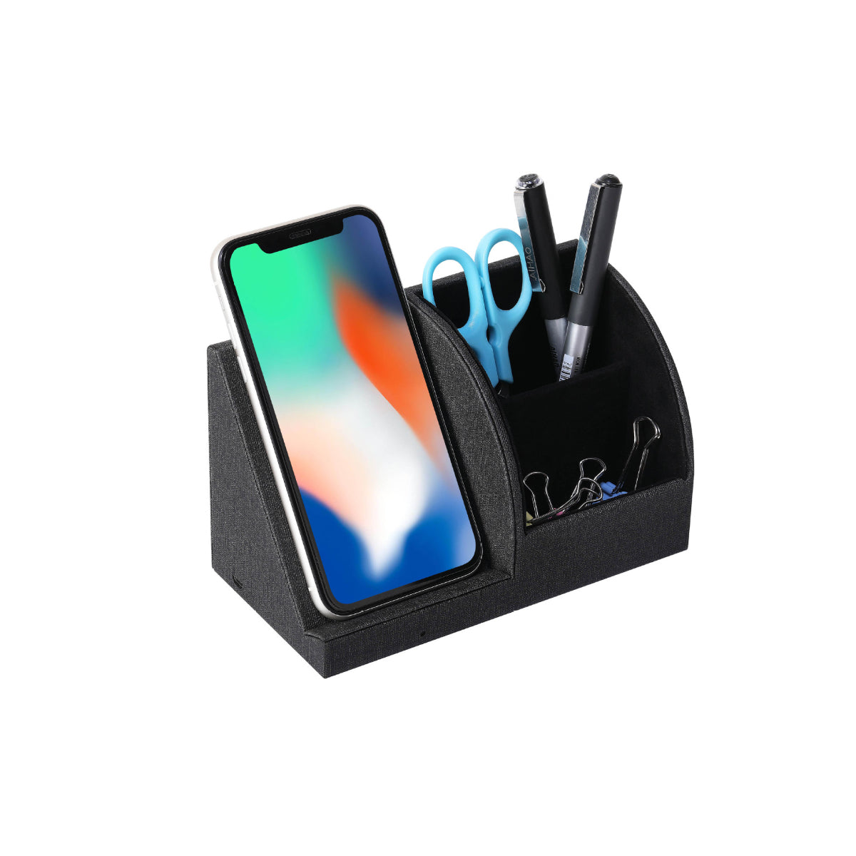 Soho Desk Organizer And Wireless Phone Charger by VistaShops