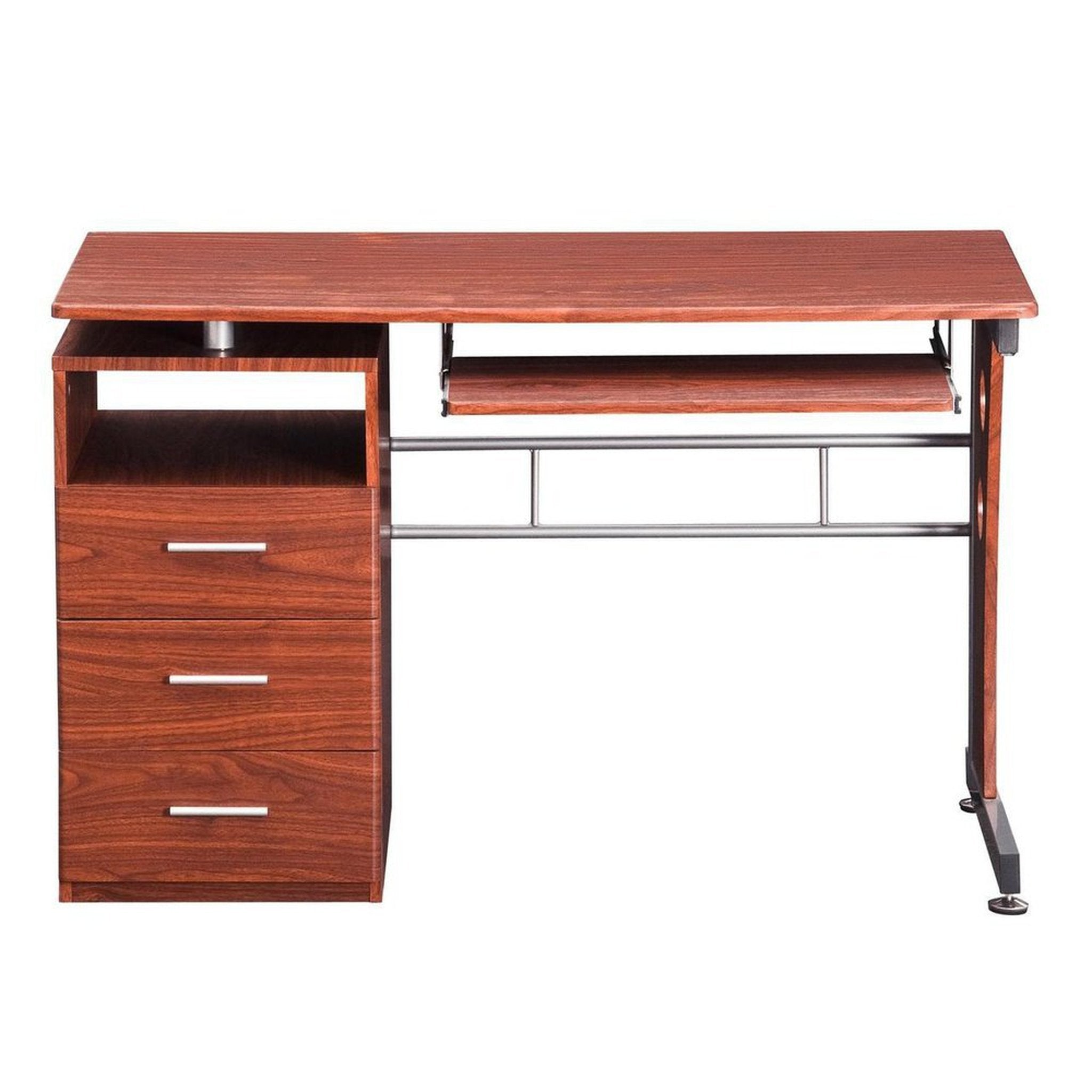 Techni Mobili Computer Desk with Ample Storage, Mahogany