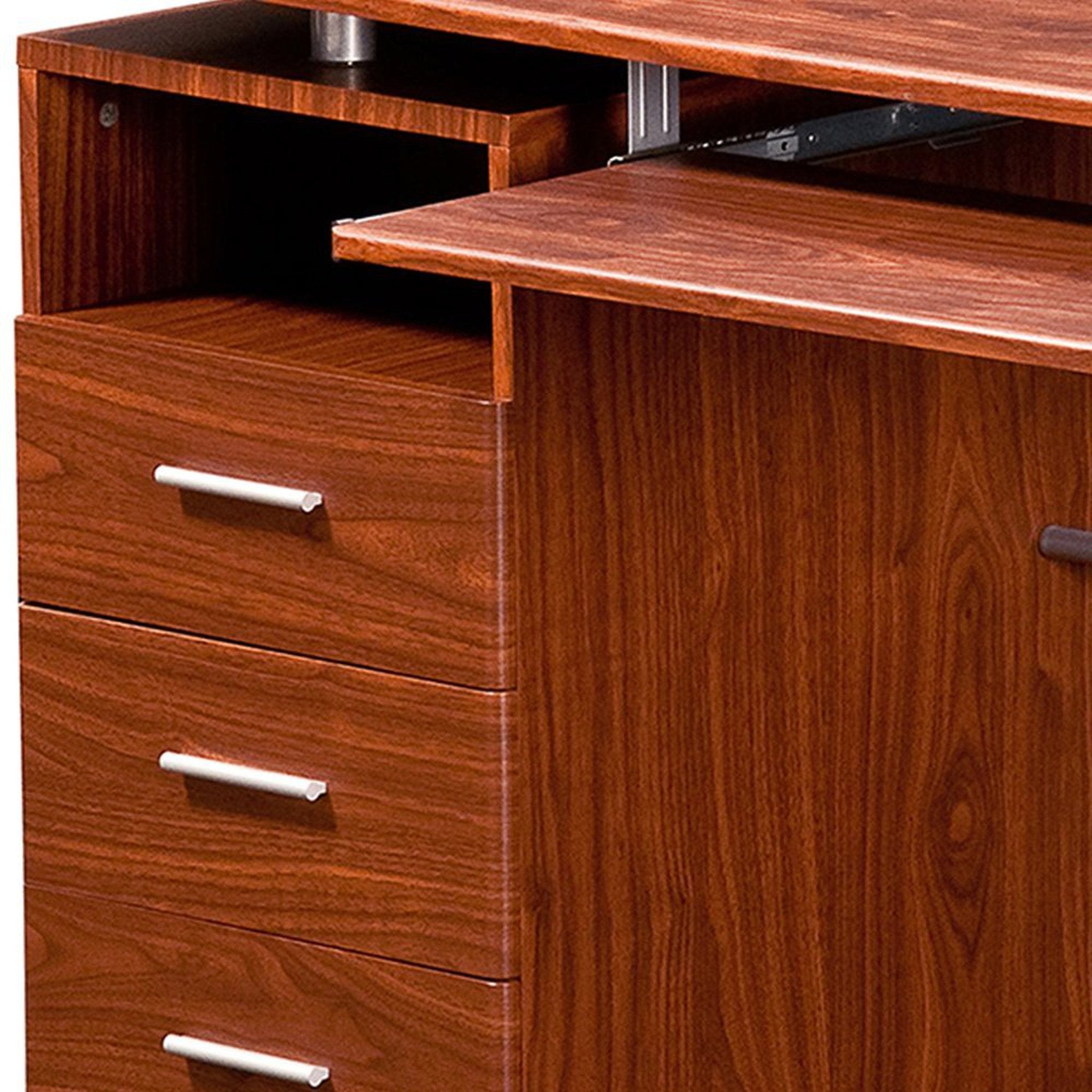 Techni Mobili Computer Desk with Ample Storage, Mahogany