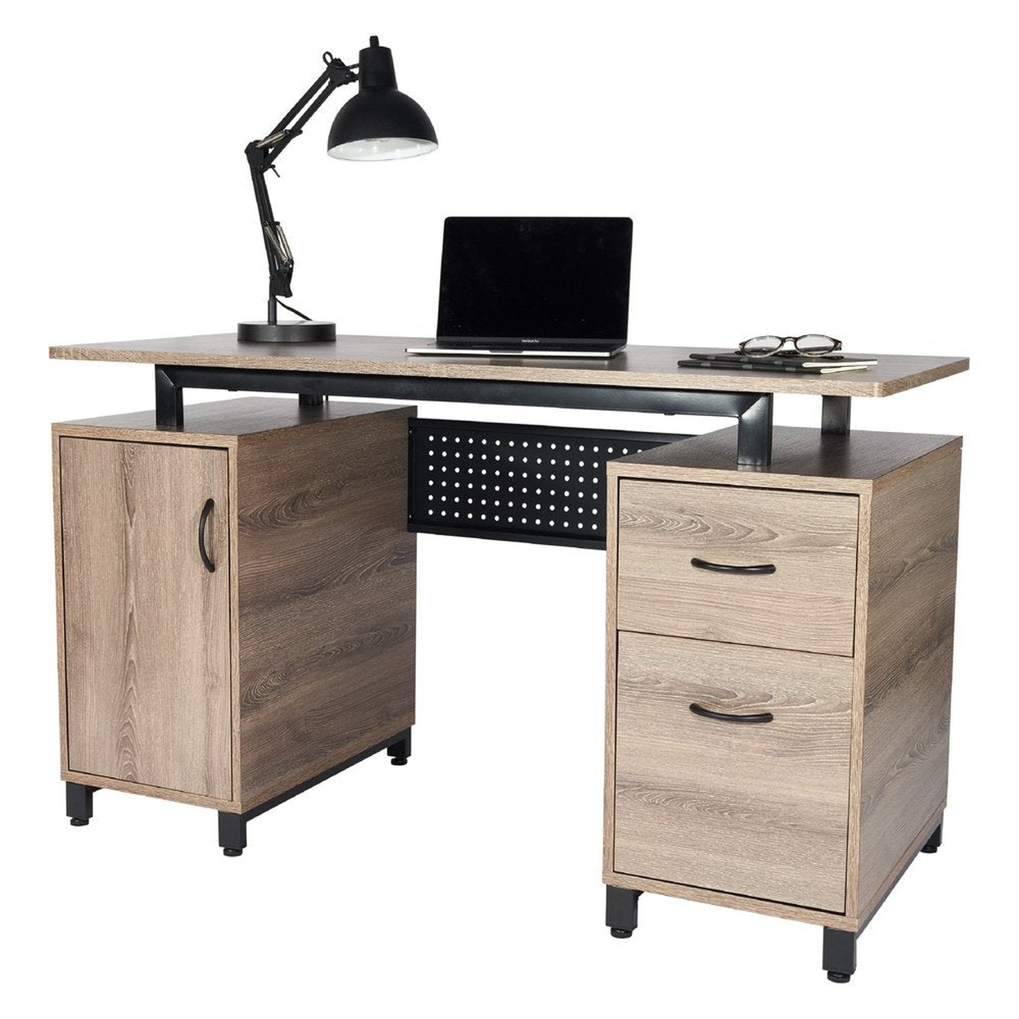 Techni Mobili Computer Desk with Storage, Grey