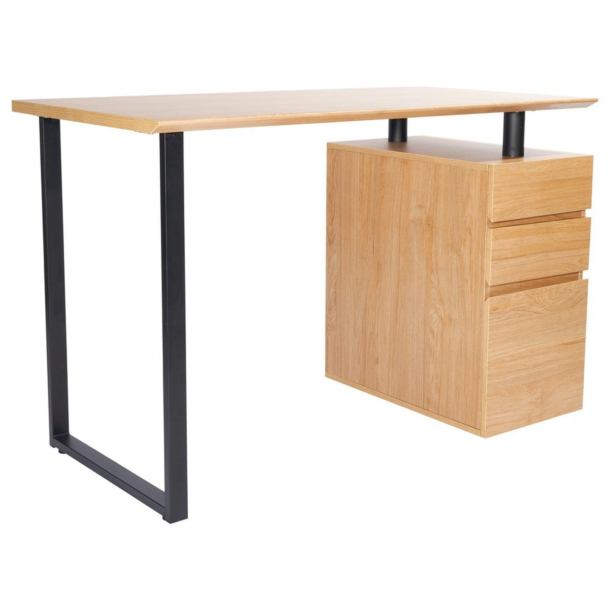 Techni Mobili Computer Desk with Storage and File Cabinet, Pine