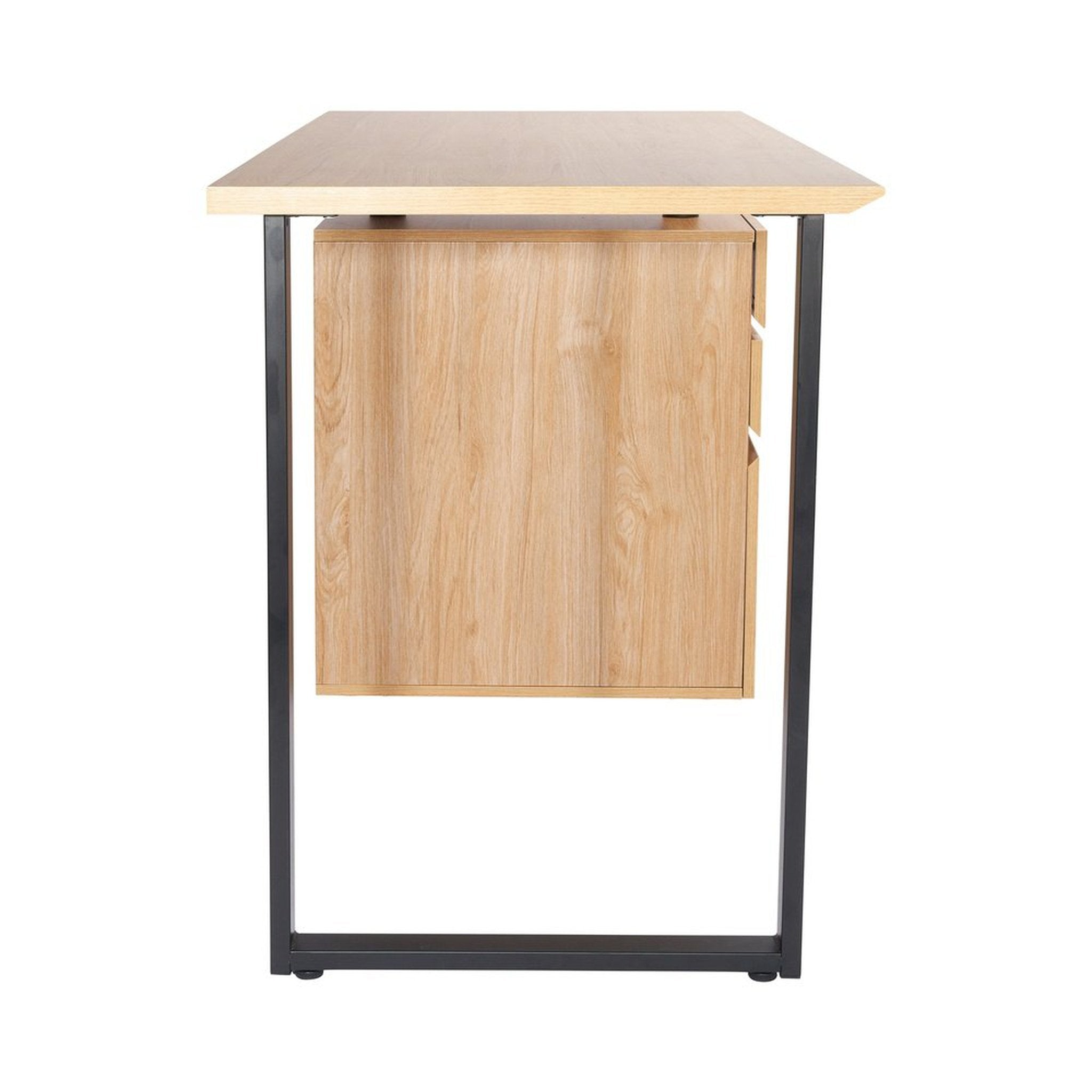 Techni Mobili Computer Desk with Storage and File Cabinet, Pine