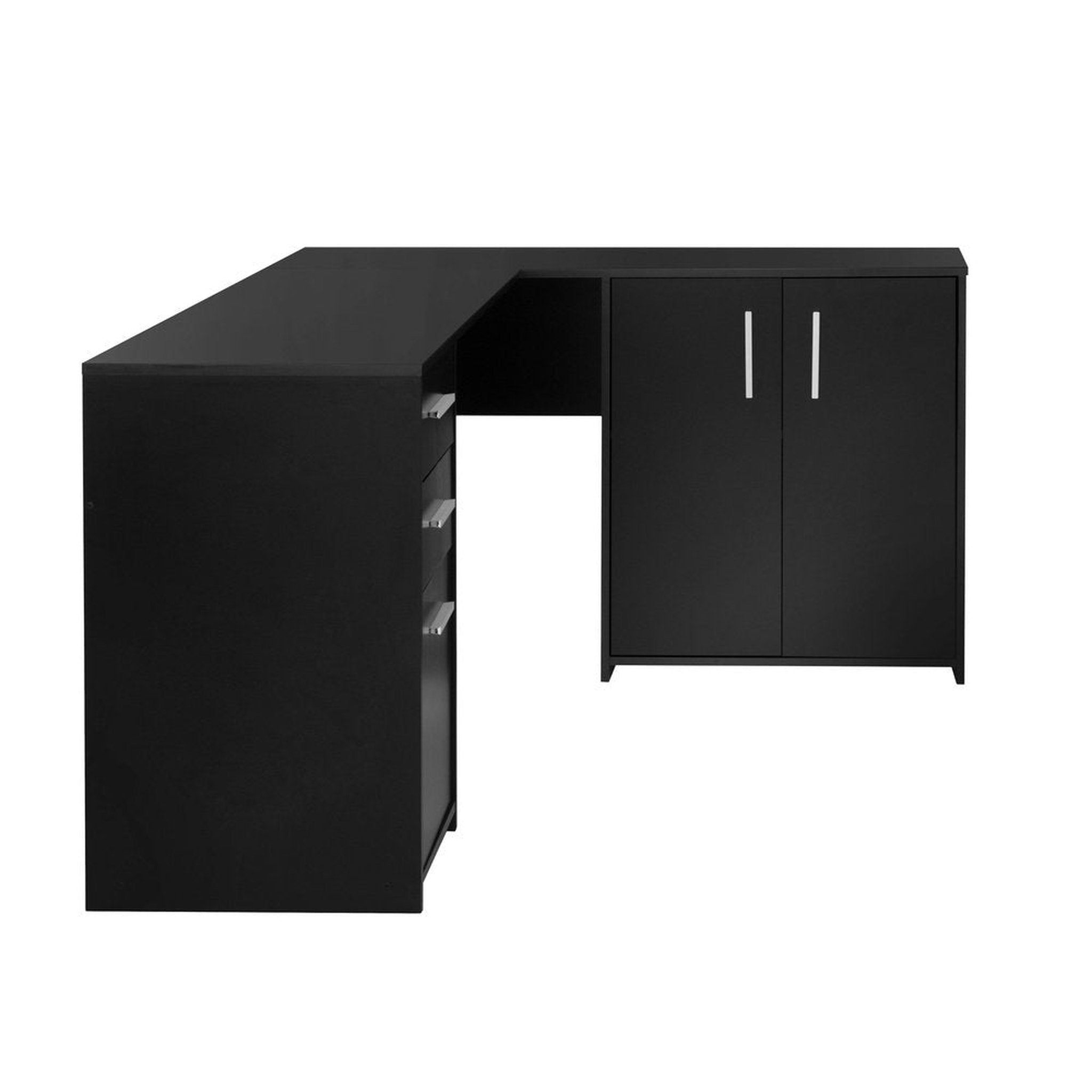 Techni Mobili Corner L-Shape Desk with Storage, Black