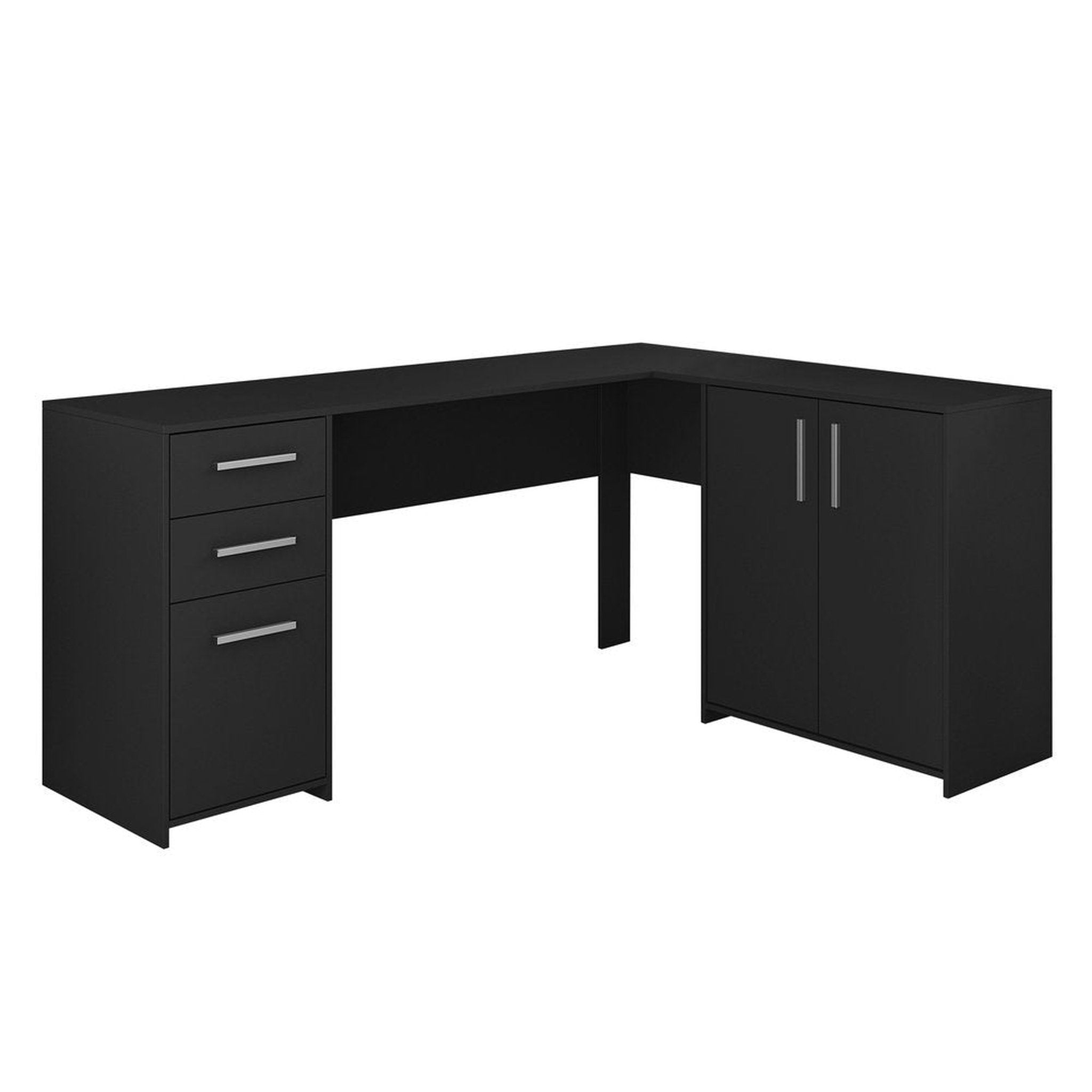 Techni Mobili Corner L-Shape Desk with Storage, Black