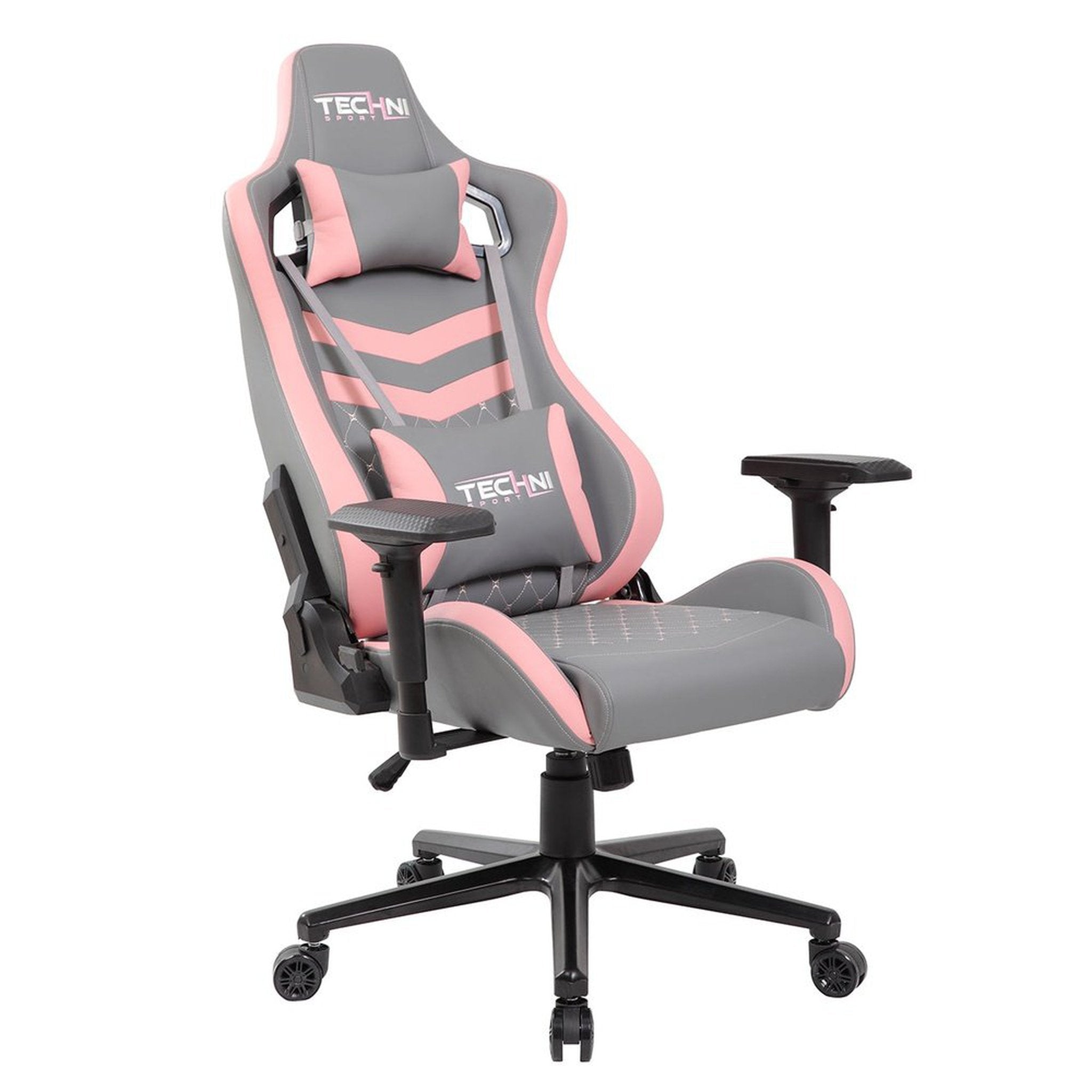 Techni Sport TS83 GameMaster Series Pink/Grey Gaming Chair High Back Racer Style