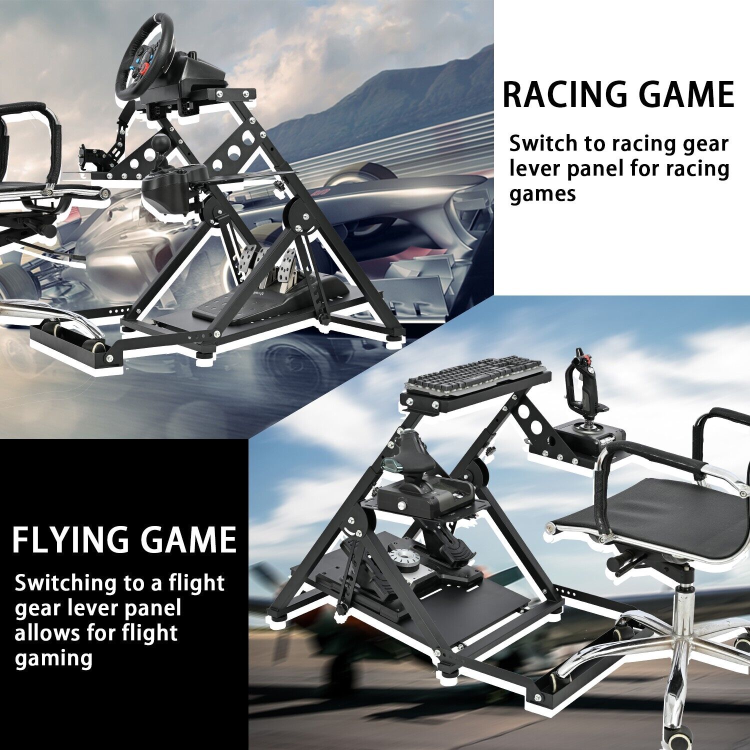 Minneer Foldable Flight Racing Sim Stand Fit Thrustmaster HOTAS Warthog PXN X52