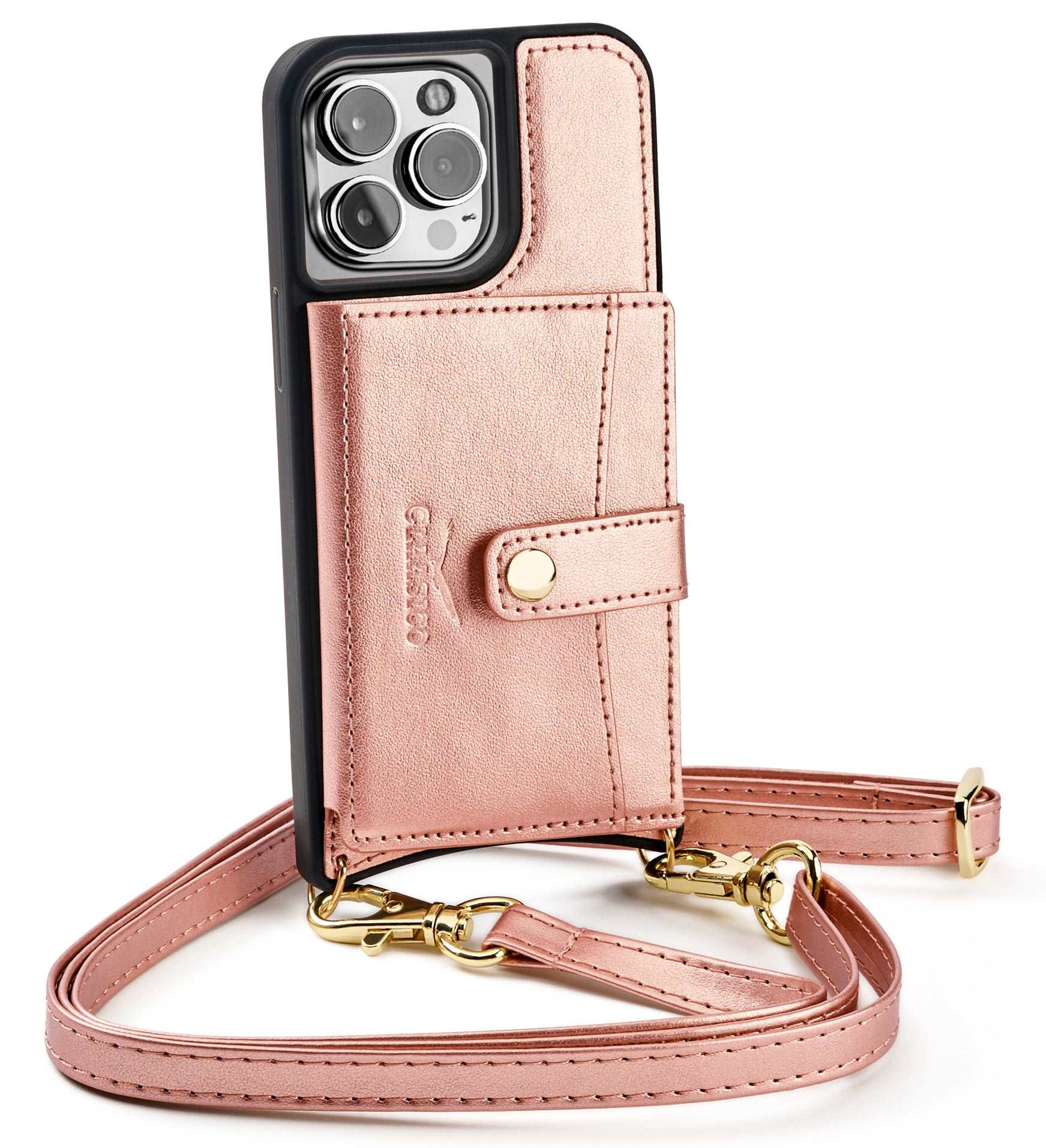 iPhone 13 - Crossbody Cell Phone Faux Leather Wallet w/Credit Card Holder & RFID Blocking