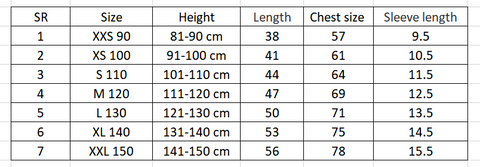 Mr. Gumazing T-shirt Size Chart