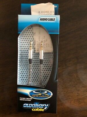 Solaray Audio Cable Stereo Aux 3.5mm Braided Cord For Home Or Car - Gold GA