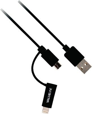 Valueline 2-in-1 Sync and Charge Cable USB-A Male & Micro B w/ Lightning Adapter