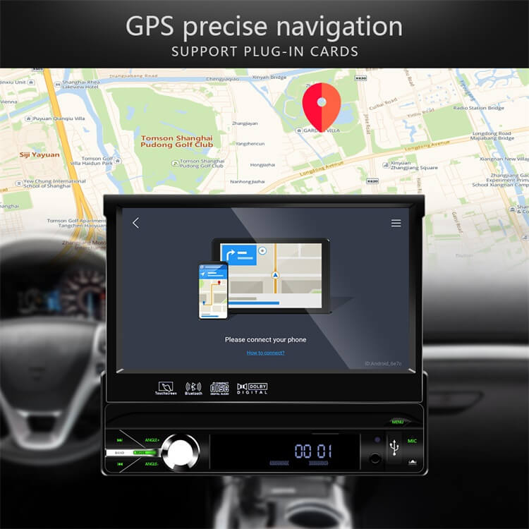 CARPURIDE Android 8.1 Car Radio Para Auto 1Din 7'' Foldable Detachable