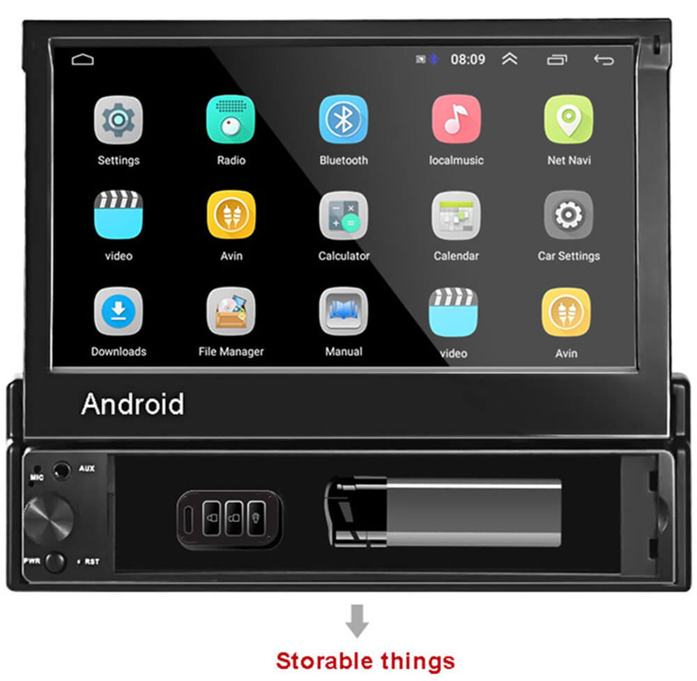 Universel 1 DIN Android 10 autoradio radio autoradio 7' rétractable Écran  tactile GPS WiFi Bt FM RDS aux Stereo Auto Radio - Chine Lecteur MP5 pour  voiture, MP5 7 pouces