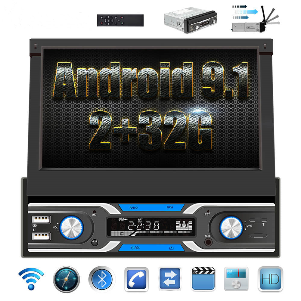 CARPURIDE 1Din Android 9.1 2+32GB Car Video Player Car Radio Stereo 7