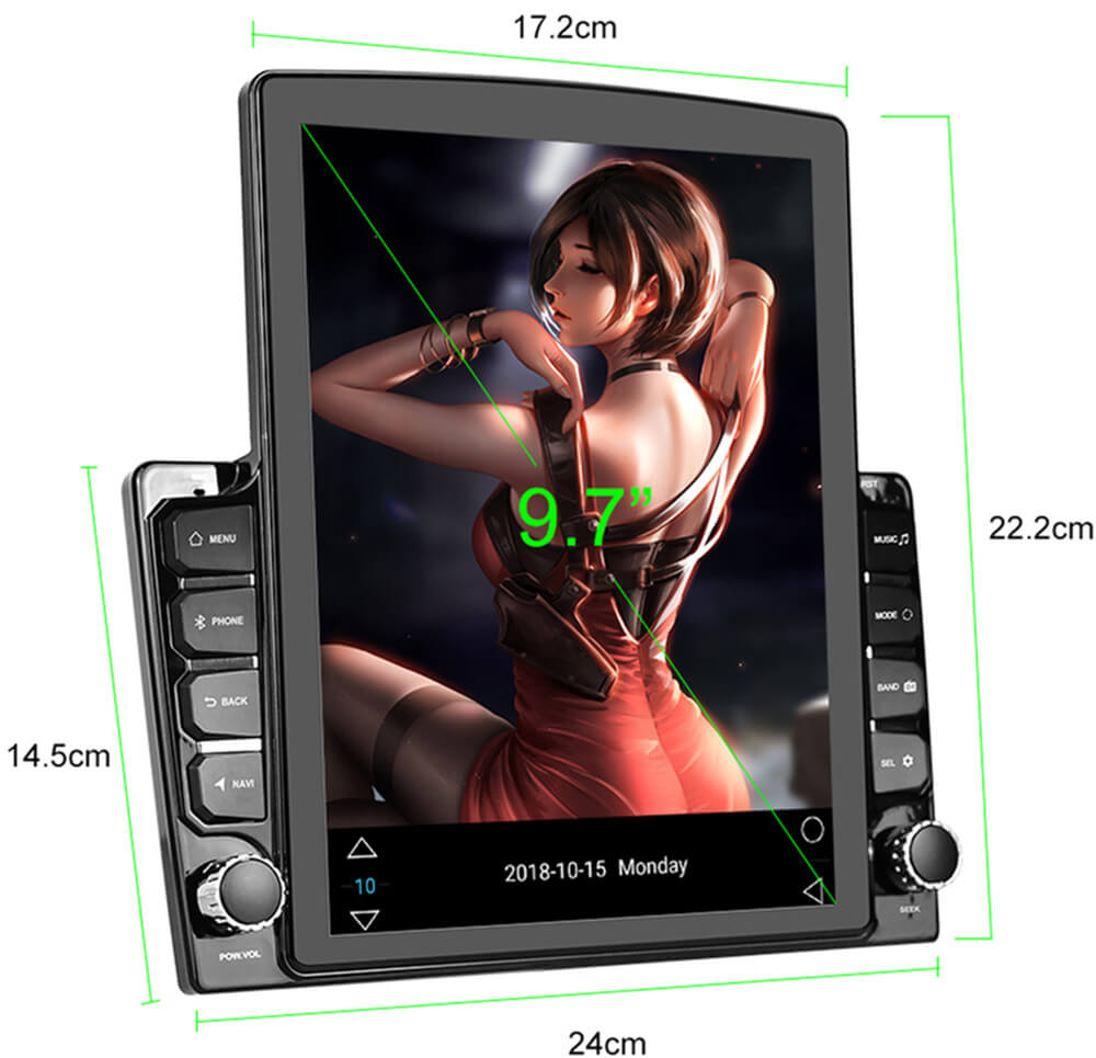 Android 13 Double Din Car Stereo with WiFi GPS Navigation,9.7 Vertical  2.5D Touchscreen Car Radio with iOS/Android Mirror Link,Bluetooth,FM