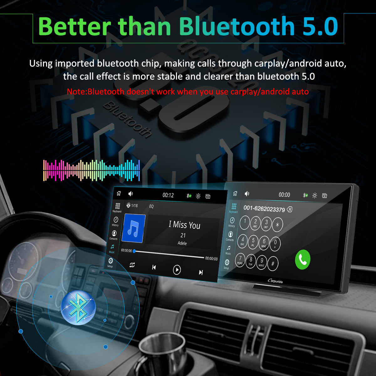 Podofo Portable Car Stereo Wireless Apple Carplay Android Auto,7 Inch Touch  Screen Car Radio with Bluetooth Hands-Free/Mirror Link/Maps