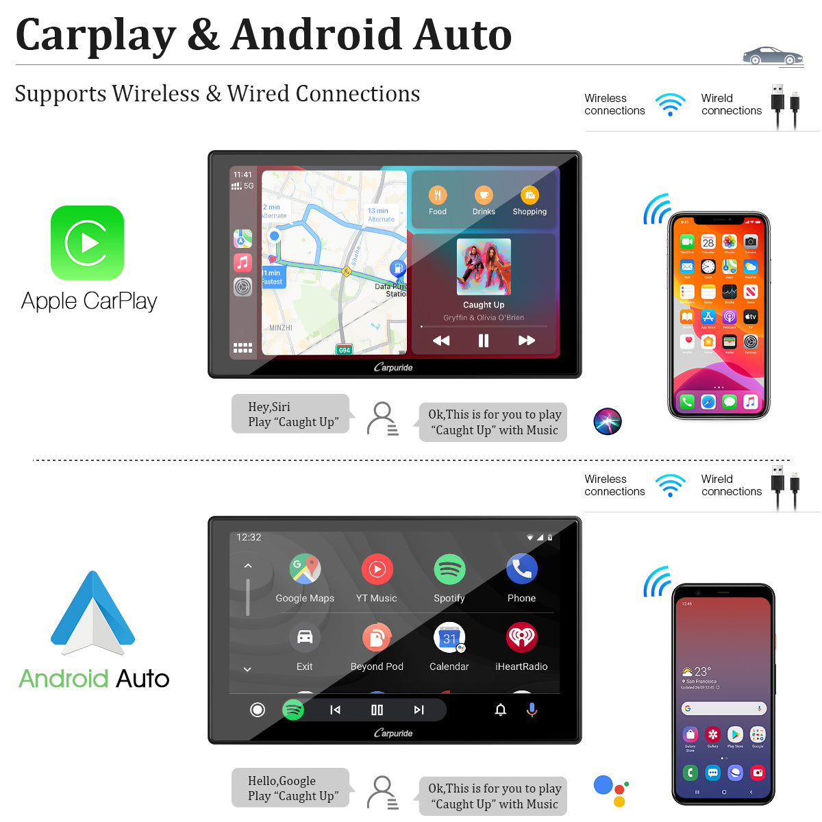 Carpuride 9 Car Stereo Wireless Apple Carplay/Android Auto Touch Screen BT  FM