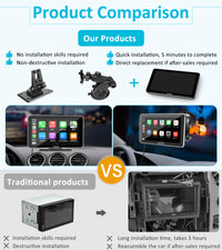 Car Stereo with Carplay/Android Auto, Plug and Play Quick Install, 7 Inch IPS Touch Screen, Multimedia Player with Bluetooth, Mirror Link, Google and Siri Assistant，Backup Camera,Silver Frame