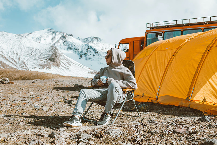 enjoying a cup of perfect coffee while camping