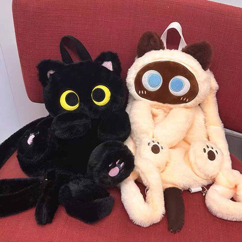 Kawaii Cat Backpack Plush Bag Toy Triver