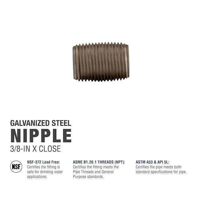 RELIABILT 3/8-in x Close Galvanized Nipple