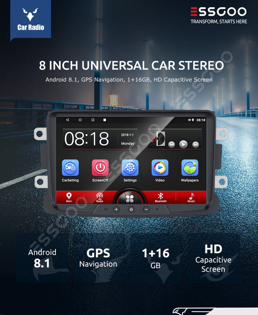 Car Stereo For Renault Duster Dacia Logan Sandero Android 12 GPS