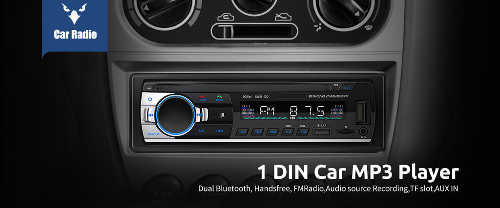 RDS Autoradio mit Sprachsteuerung, 5.1 Dual Bluetooth mit Hands-Free Kit,  FM&AM Car Radio mit Auto Orten und Finden, iOS&Android 1 DIN MP3 Car  Player, 2USB/SD/TF/AUX/Fast Charging/SWC, 30 Transmitters: :  Elektronik & Foto