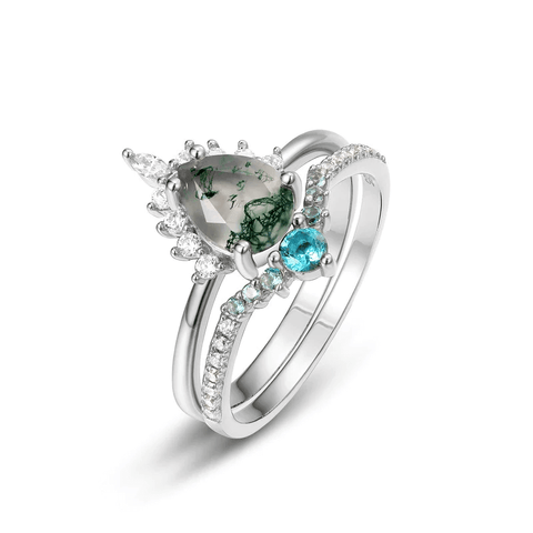 moss agate layering rings