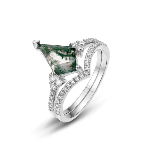 moss agate layering rings