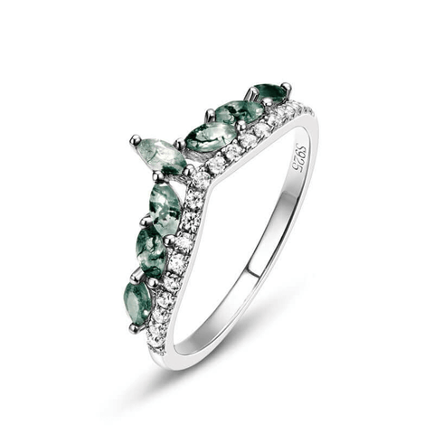moss agate layering ring