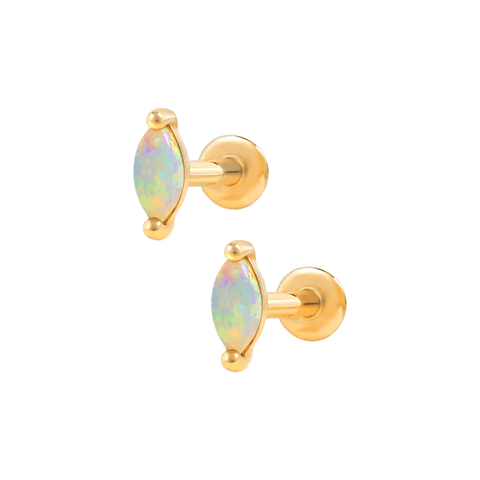 opal flat back earrings