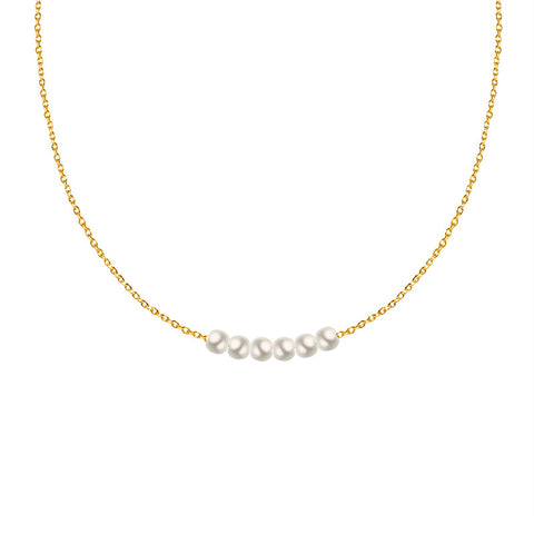 Medical Titanium Half Pearl Half Chain Pearl Necklace