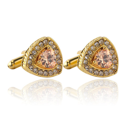 Crystal Triangle Diamond Men's French Swank Cufflinks