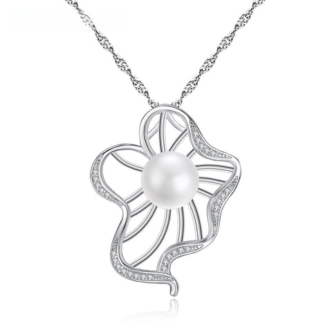 18K Gold Plated Chain Pearl Pendant Necklace Shell Embed Pearl Drop Necklace