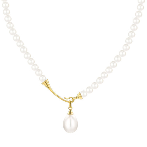 Hook and Eye Clasp Real Pearl and Gold Necklace Add a Pearl Necklace