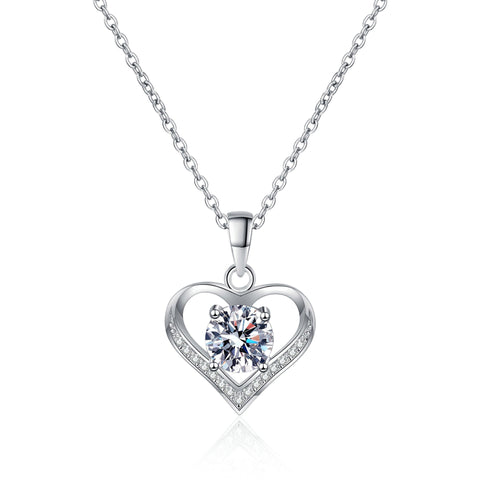 Beating Heart Sweet Moissanite Heart Necklace